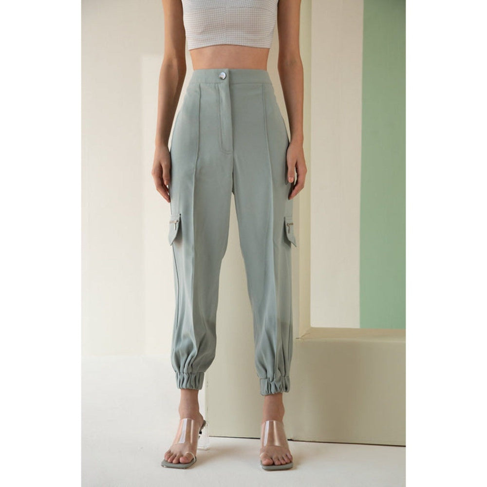 The Dapper Lady Sage Zipped Joggers