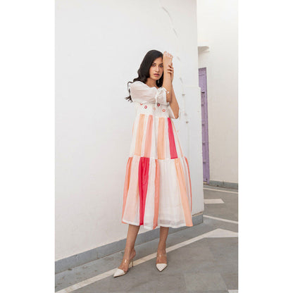 The Yellow Bow Phoolkali Dress - Peach (Set of 2)