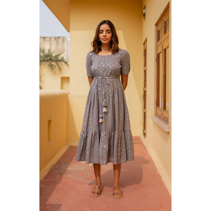 The Yellow Bow Grey Shimmer Dress