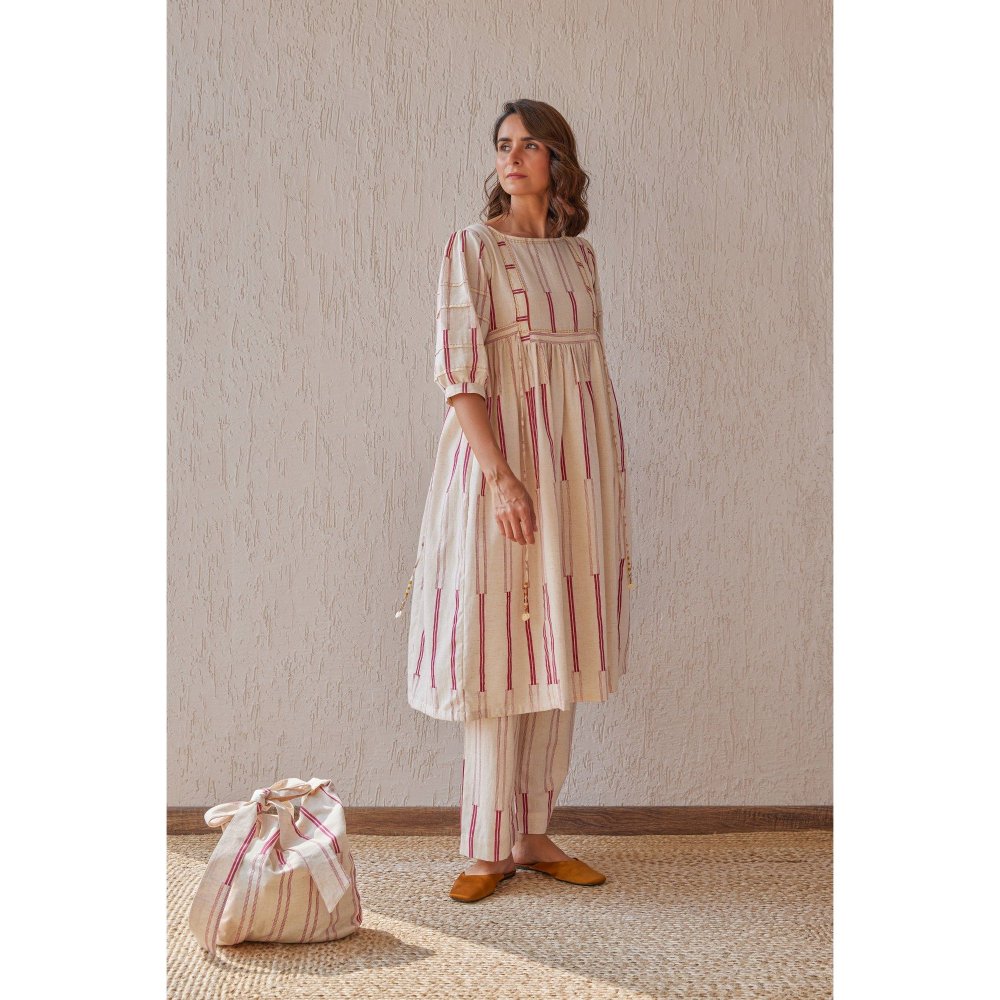 The Yellow Bow Obi Beige Co-Ord (Set of 2)