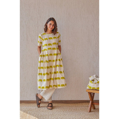 The Yellow Bow Ellie White Kurta with Pant (Set of 2)