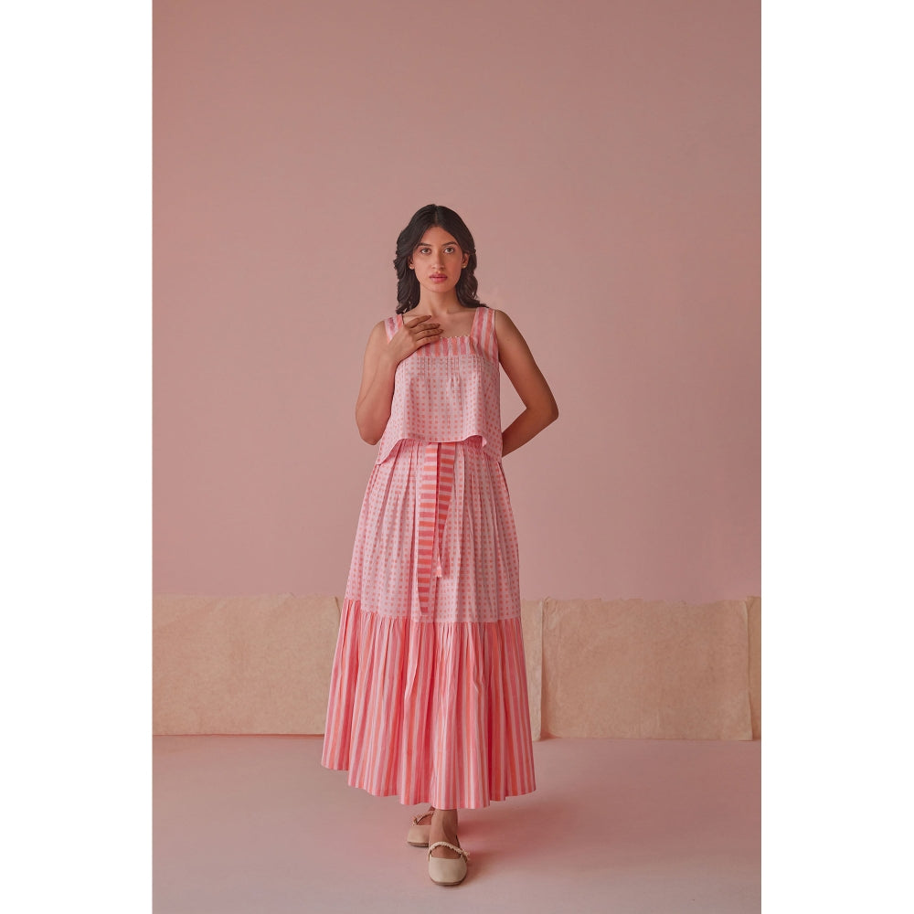 The Yellow Bow Taffy Twirl Cotton Modal Block Printed Pink Co-Ord (Set of 2)