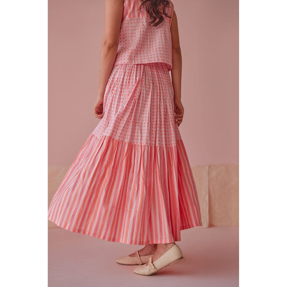 The Yellow Bow Taffy Twirl Cotton Modal Block Printed Pink Co-Ord (Set of 2)