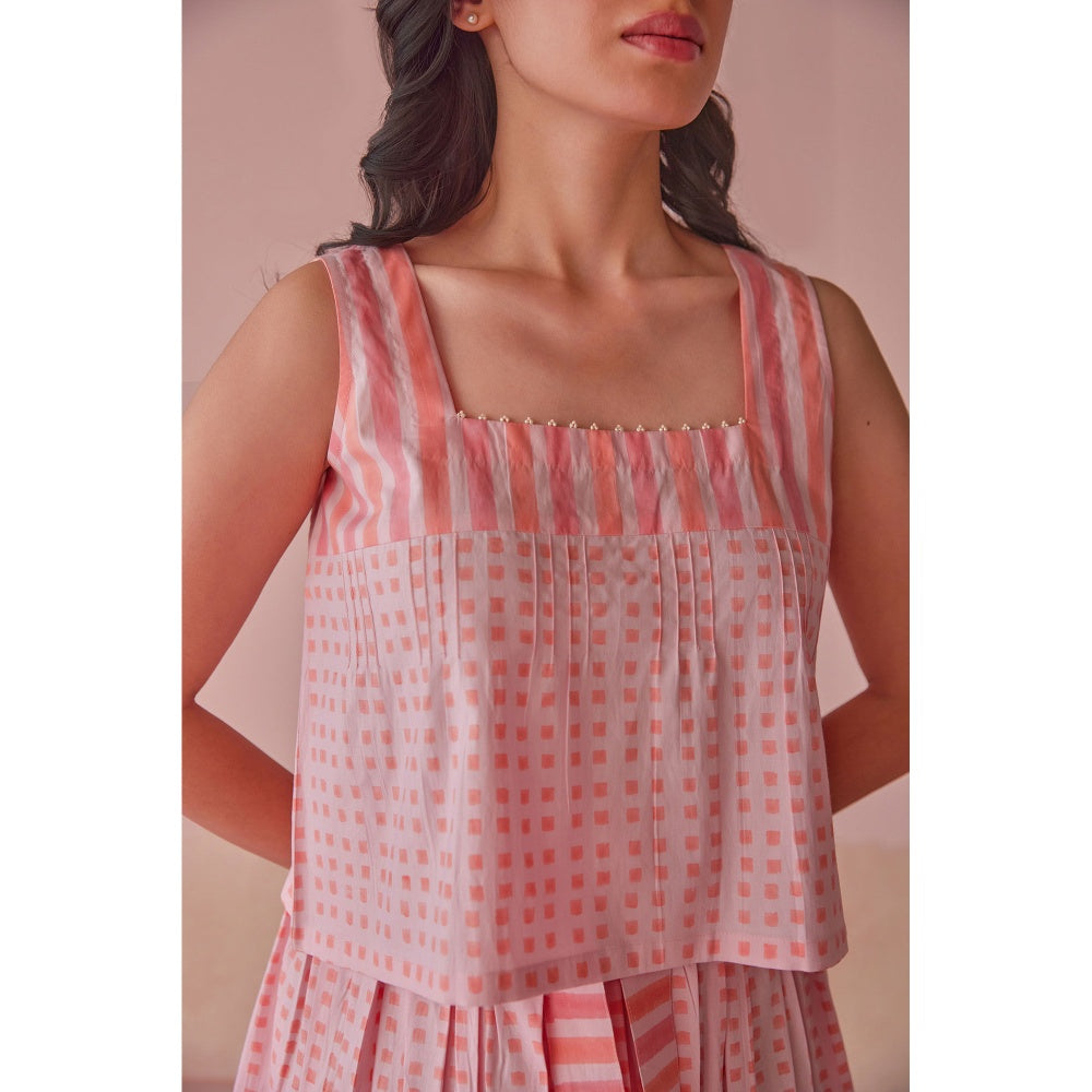 The Yellow Bow Taffy Twirl Cotton Modal Block Printed Pink Co-Ord (Set of 2)