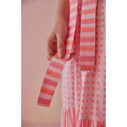 The Yellow Bow Taffy Twirl Cotton Modal Block Printed Pink Co-Ord (Set of 2)