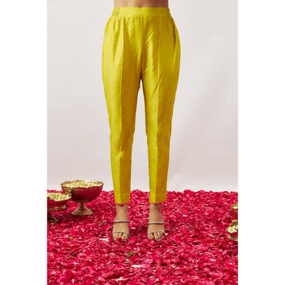 THE AARYA Yellow Handwoven Kurta with Pant and Dupatta (Set of 3)