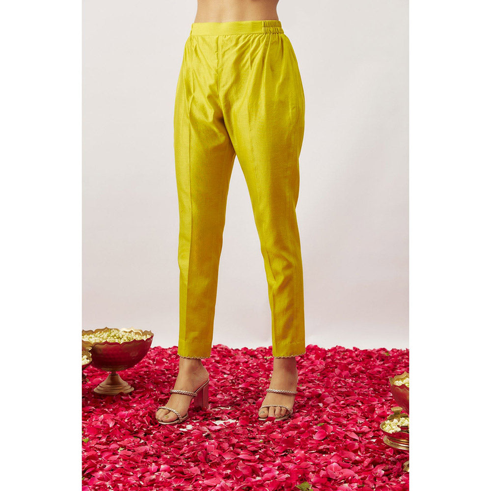 THE AARYA Yellow Handwoven Kurta with Pant and Dupatta (Set of 3)