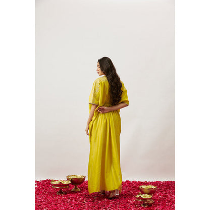 THE AARYA Yellow Kaftan with Slip (Set of 2)