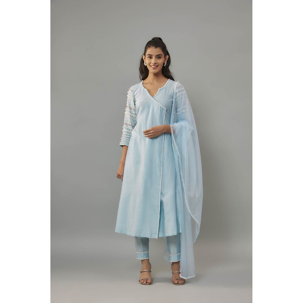 THE AARYA Malsa Blue Kurta with Pant and Dupatta (Set of 3)