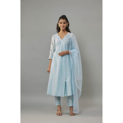 THE AARYA Malsa Blue Kurta with Pant and Dupatta (Set of 3)