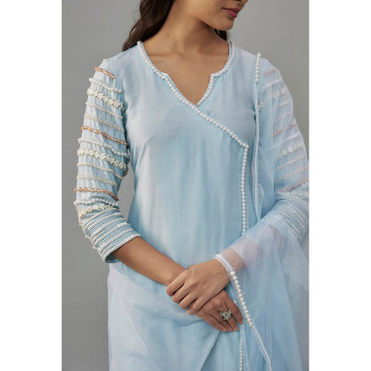THE AARYA Malsa Blue Kurta with Pant and Dupatta (Set of 3)