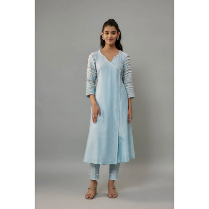 THE AARYA Malsa Blue Kurta with Pant and Dupatta (Set of 3)