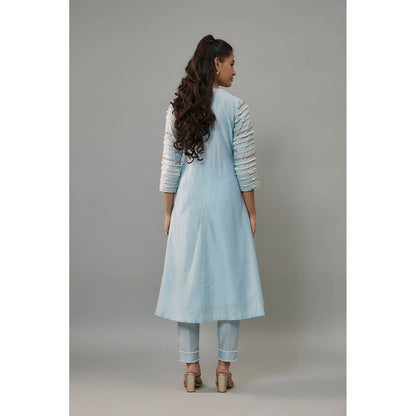 THE AARYA Malsa Blue Kurta with Pant and Dupatta (Set of 3)