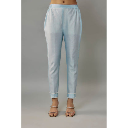 THE AARYA Malsa Blue Kurta with Pant and Dupatta (Set of 3)