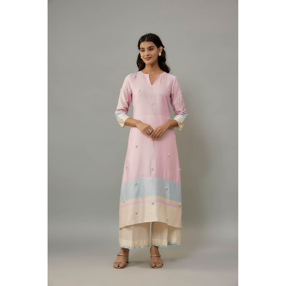 THE AARYA Sora Pink Kurta with Palazzo (Set of 2)