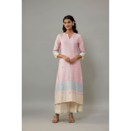 THE AARYA Sora Pink Kurta with Palazzo (Set of 2)