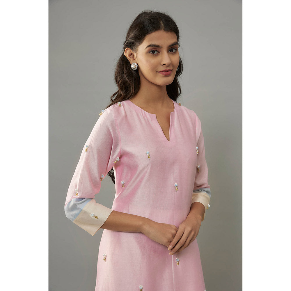 THE AARYA Sora Pink Kurta with Palazzo (Set of 2)