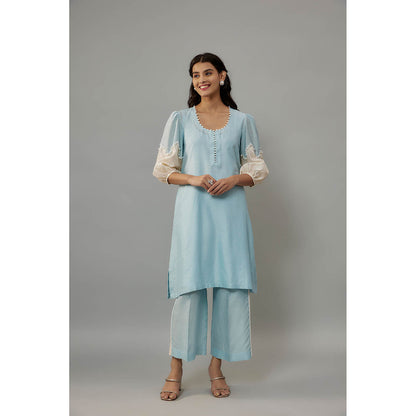 THE AARYA Nishi Blue Kurta with Palazzo (Set of 2)
