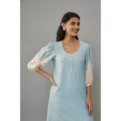THE AARYA Nishi Blue Kurta with Palazzo (Set of 2)