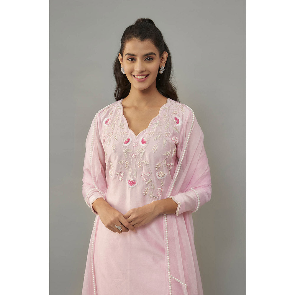 THE AARYA Darika Pink Kurta with Pant and Dupatta (Set of 3)