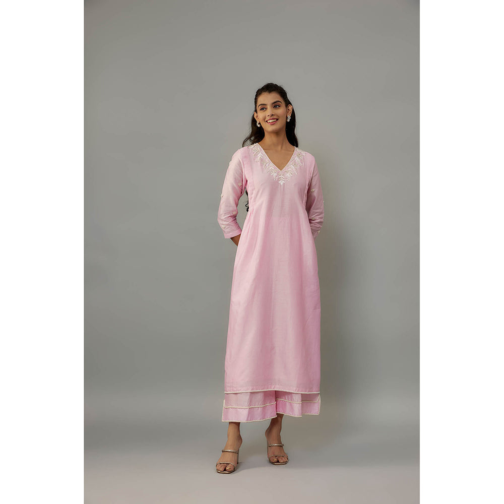 THE AARYA Yara Pink Anarkali with Palazzo and Dupatta (Set of 3)