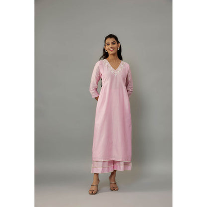 THE AARYA Yara Pink Anarkali with Palazzo and Dupatta (Set of 3)