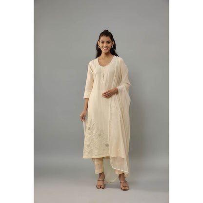 THE AARYA Eira Beige Kurta with Pant and Dupatta (Set of 3)