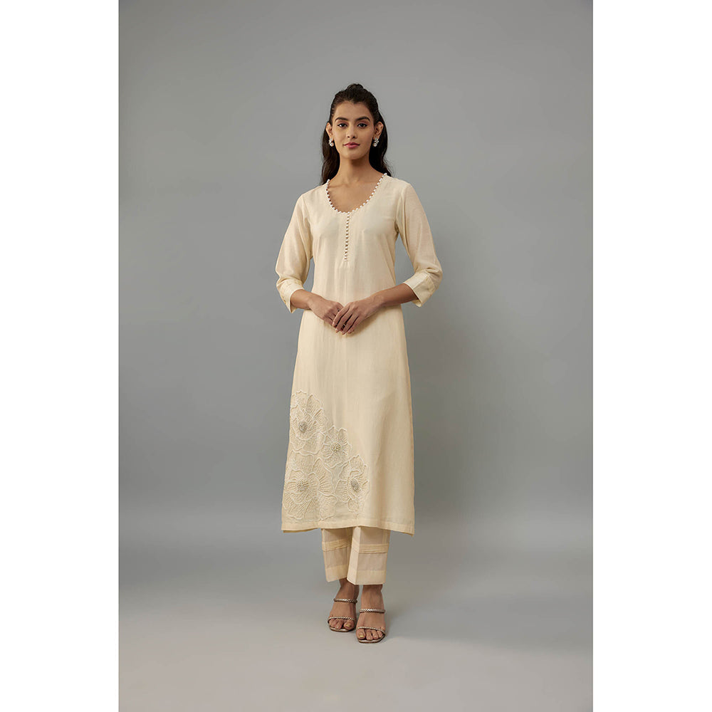THE AARYA Eira Beige Kurta with Pant and Dupatta (Set of 3)