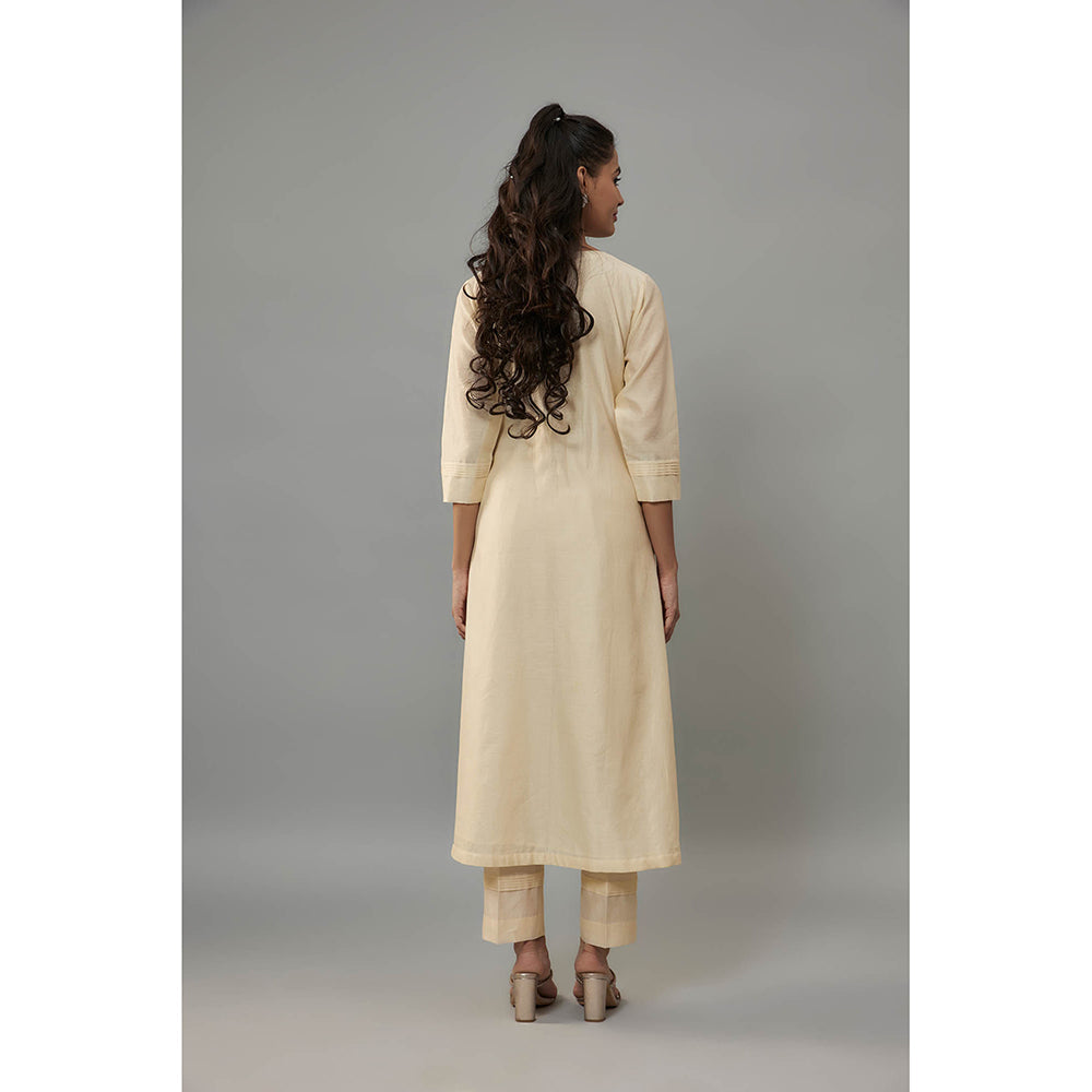 THE AARYA Eira Beige Kurta with Pant and Dupatta (Set of 3)