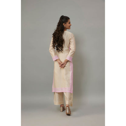 THE AARYA Aika Beige Kurta with Palazzo (Set of 3)