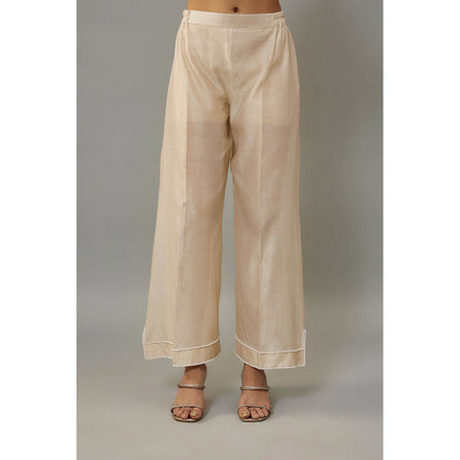 THE AARYA Aika Beige Kurta with Palazzo (Set of 3)