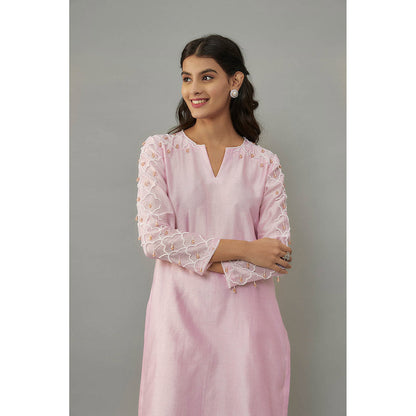 THE AARYA Kaena Pink Kurta with Palazzo (Set of 2)