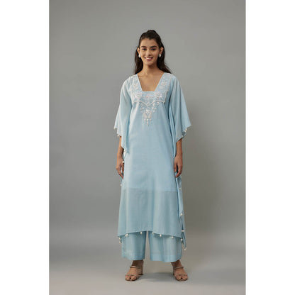 THE AARYA Alurra Blue Kaftan with Palazzo (Set of 2)