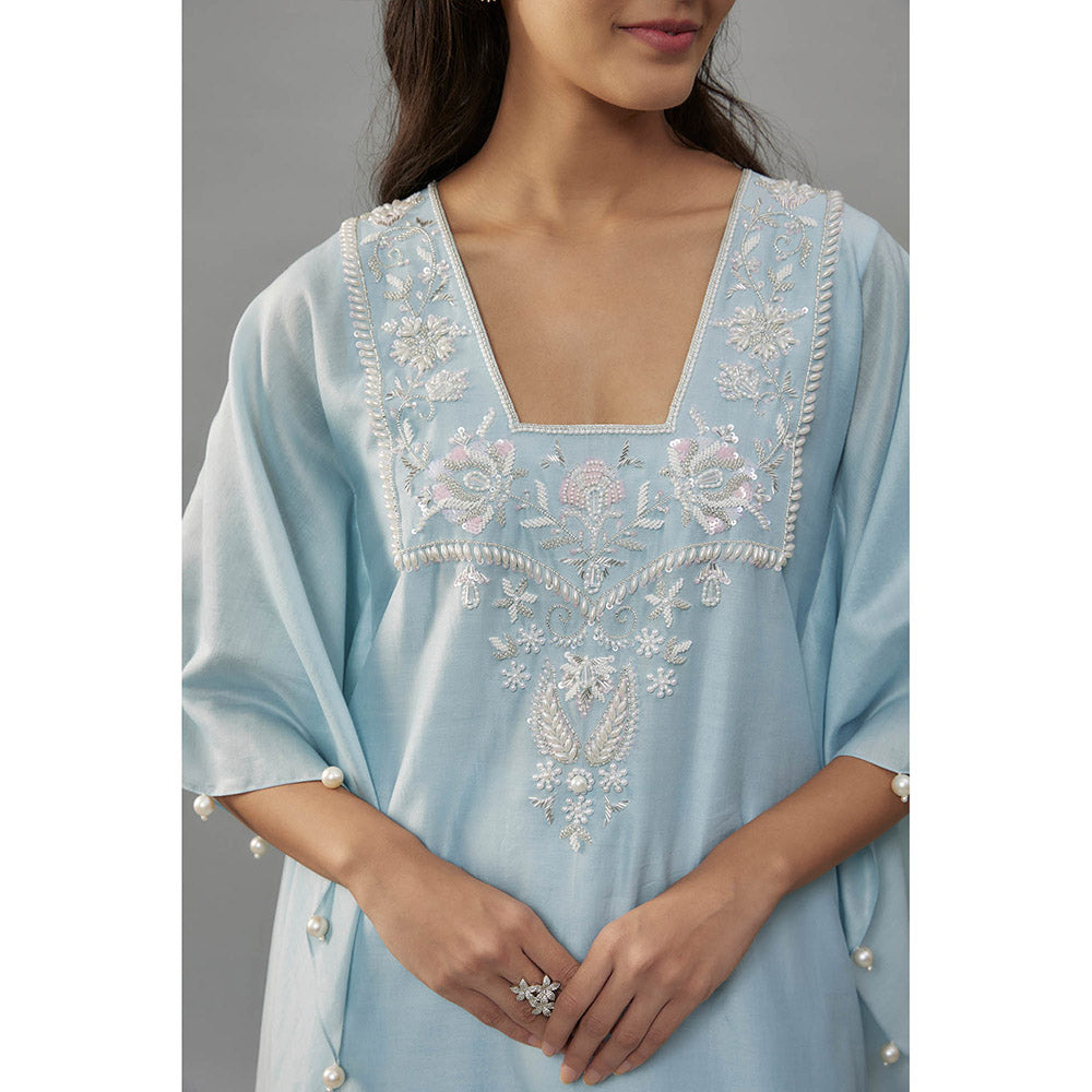THE AARYA Alurra Blue Kaftan with Palazzo (Set of 2)