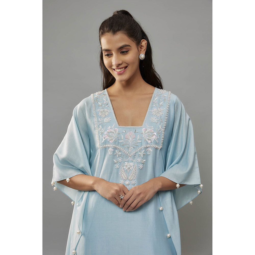 THE AARYA Alurra Blue Kaftan with Palazzo (Set of 2)