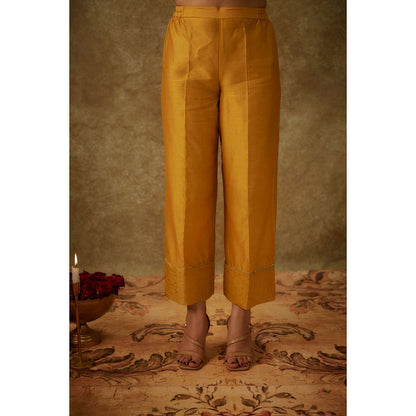 THE AARYA Anabia Yellow Embroidered Kurta with Pant and Dupatta (Set of 3)