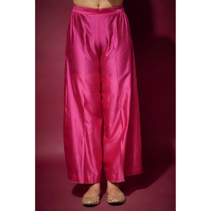 THE AARYA Pink Kiara Embellished Kurta with Palazzo and Dupatta (Set of 3)