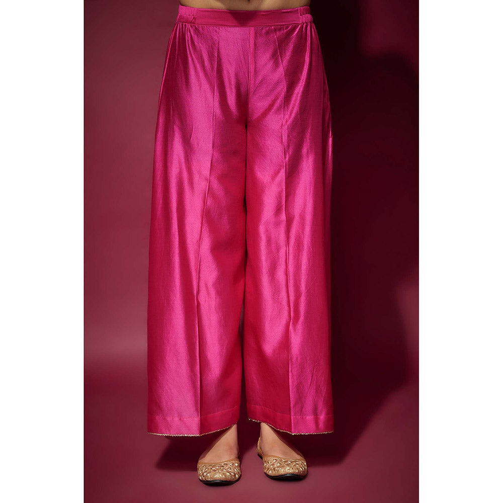 THE AARYA Pink Zara Embellished Kurta with Palazzo and Dupatta (Set of 3)