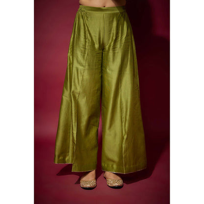 THE AARYA Green Sabrina Embellished Kurta with Palazzo and Dupatta (Set of 3)