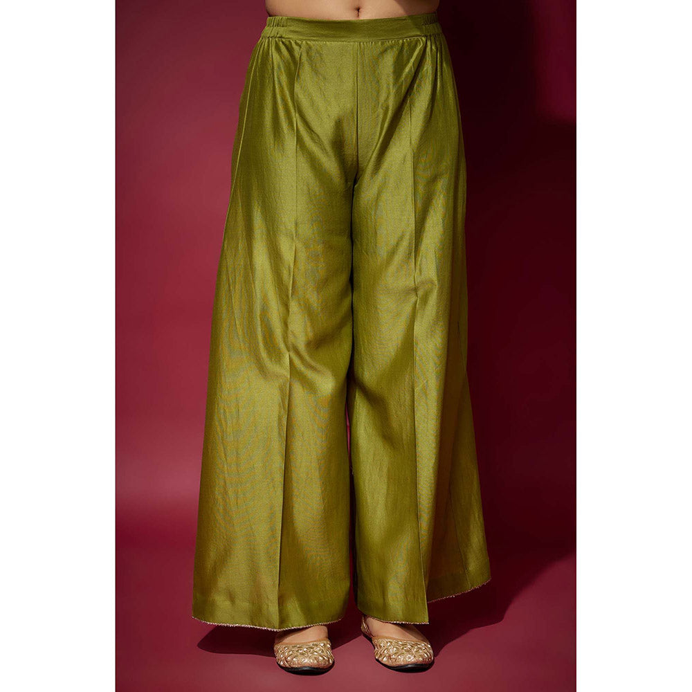 THE AARYA Green Malika Embellished Kurta with Palazzo and Dupatta (Set of 3)