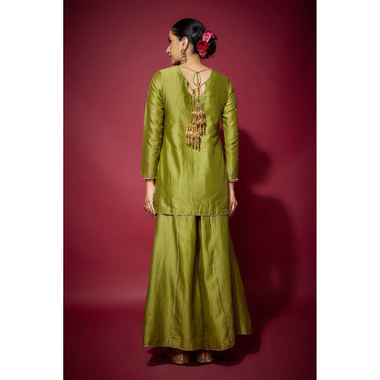 THE AARYA Green Layan Embellished Kurta with Palazzo and Dupatta (Set of 3)