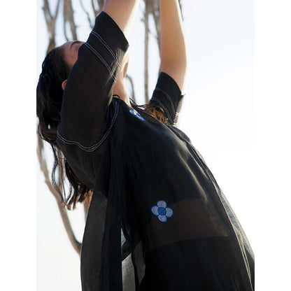 The Loom Art Poppy Night Black Kurta and Pant (Set of 2)