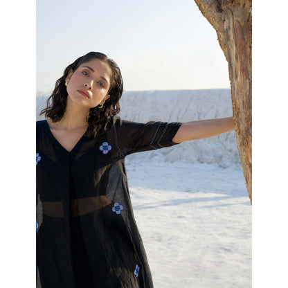 The Loom Art Poppy Night Black Kurta and Pant (Set of 2)