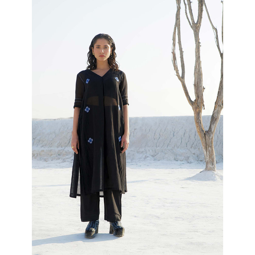 The Loom Art Poppy Night Black Kurta and Pant (Set of 2)