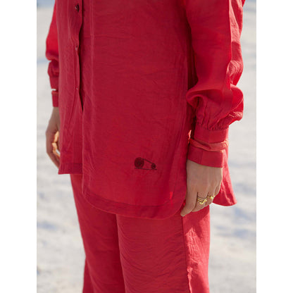 The Loom Art Rose Red Shirt and Pant (Set of 2)