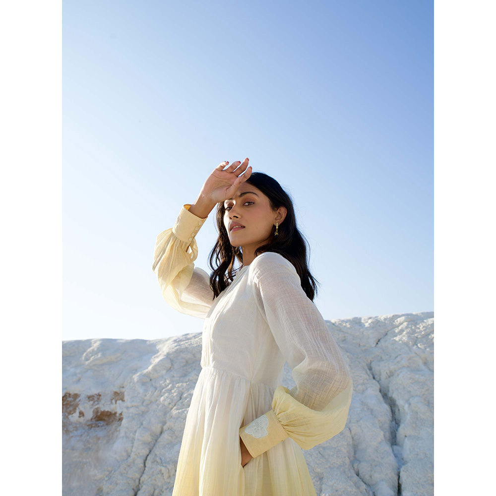 The Loom Art Corn Silk White and Vanilla Yellow Dress