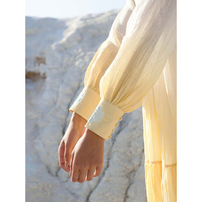 The Loom Art Corn Silk White and Vanilla Yellow Dress