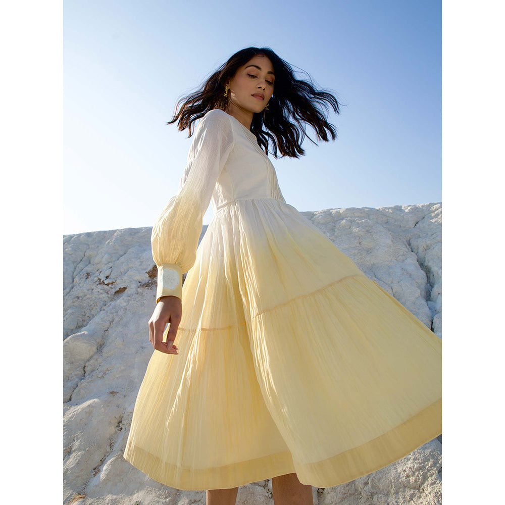 The Loom Art Corn Silk White and Vanilla Yellow Dress