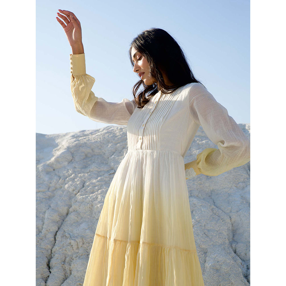The Loom Art Corn Silk White and Vanilla Yellow Dress