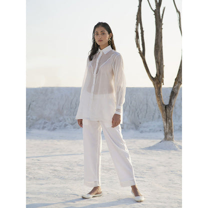 The Loom Art Lily White Shirt and Pant (Set of 2)